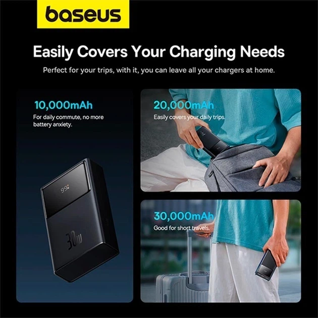 Павербанк Baseus Star-Lord Digital Display 30000mAh 22.5W з технологією QC3.0+PD3.0 2USB+Type-C + Кабель USB to Type-C (PPXJ080101) Black - изображение 15