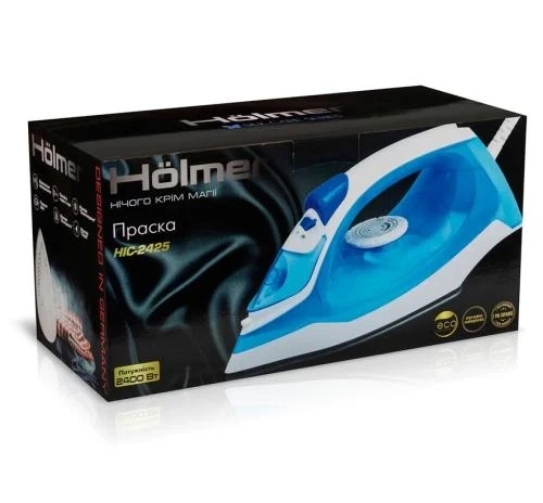 Праска Holmer HIC-2425, White/Blue, 2400W, кераміка, паровий удар 120 г/хв, постійна подача пари 30 г/хв, ємність для води 250 мл, вертикальне відпарювання - Фото 6 Праска Holmer HIC-2425, White/Blue, 2400W, кераміка, паровий удар 120 г/хв, постійна подача пари 30 г/хв, ємність для води 250 мл, вертикальне відпарювання - зображення 6