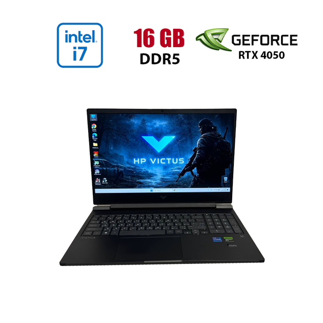 Ігровий ноутбук Б-клас HP Victus 16-r0002ne / 16" (1920x1080) IPS / Intel Core i7-13700H (14 (20) ядер по 2.4 - 5.0 GHz) / 16 GB DDR5 / 512 GB SSD NVMe / nVidia GeForce RTX 4050, 6 GB GDDR6, 96-bit / WebCam б/в - Фото 1 Ігровий ноутбук Б-клас HP Victus 16-r0002ne / 16" (1920x1080) IPS / Intel Core i7-13700H (14 (20) ядер по 2.4 - 5.0 GHz) / 16 GB DDR5 / 512 GB SSD NVMe / nVidia GeForce RTX 4050, 6 GB GDDR6, 96-bit / WebCam б/в - зображення 1