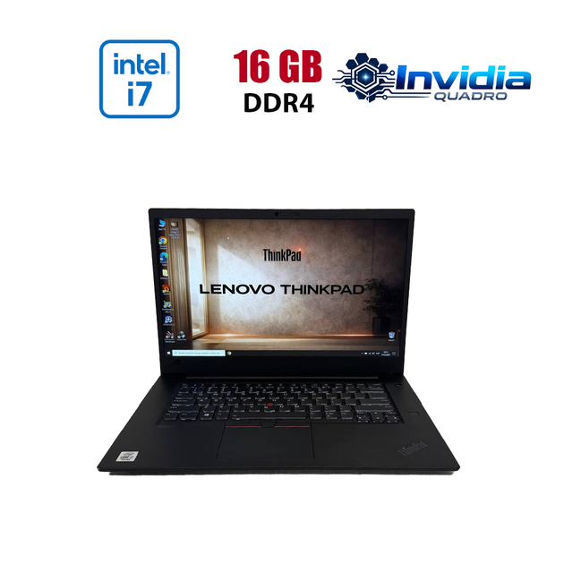 Мобильная рабочая станция Б-класс Lenovo ThinkPad P1 Gen 3 / 15.6" (1920x1080) IPS / Intel Core i7-10750H (6 (12) ядер по 2.6 - 5.0 GHz) / 16 GB DDR4 / 512 GB SSD / nVidia Quadro T1000, 4 GB GDDR5, 128-bit / WebCam б/у - Фото 1 Мобильная рабочая станция Б-класс Lenovo ThinkPad P1 Gen 3 / 15.6" (1920x1080) IPS / Intel Core i7-10750H (6 (12) ядер по 2.6 - 5.0 GHz) / 16 GB DDR4 / 512 GB SSD / nVidia Quadro T1000, 4 GB GDDR5, 128-bit / WebCam б/у - изображение 1