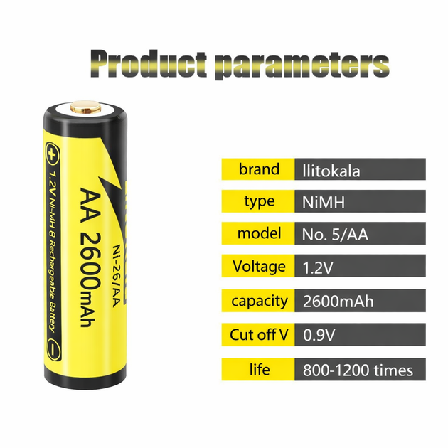 Акумулятор LiitoKala AA 2600mAh Ni-MH 1.2V пальчиковий акумулятор - зображення 2