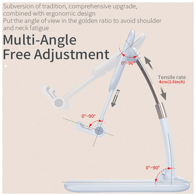 Подставка для планшета и телефона Knight Foldable Desk Mobile Phone Holder Stand (Plastic) White Essager (EZJZM-QSSJ02) - изображение 4