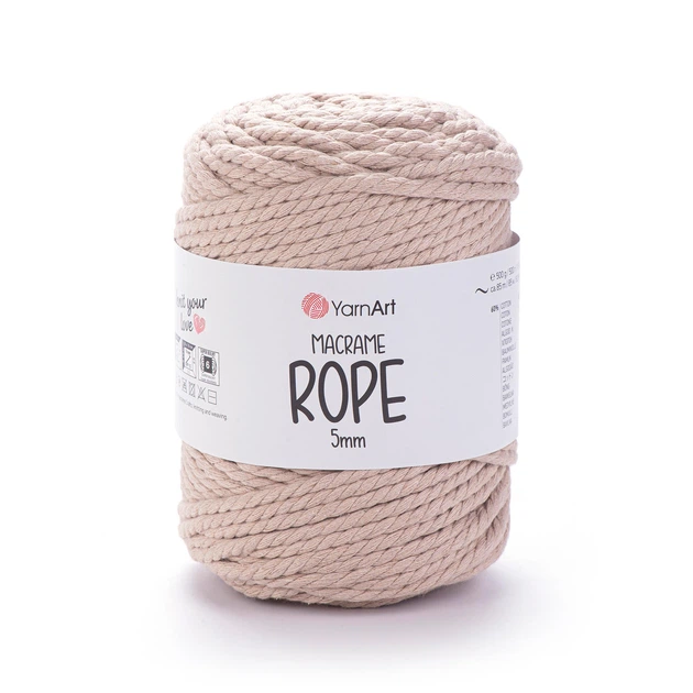 Шнур кручений для макраме YarnArt macrame rope 5мм бежевий 500г (№753) - изображение 2
