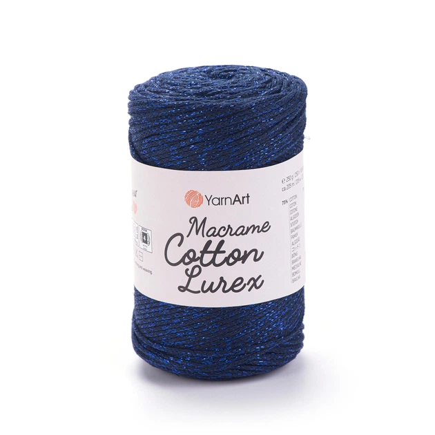 Шнур плетений з люрексом YarnArt macrame cotton Lurex 2мм темно-синій (№740) - зображення 2