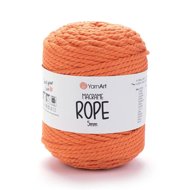 Шнур кручений для макраме YarnArt macrame rope 5мм гарбузовий 500г (№770) - Фото 1 Шнур кручений для макраме YarnArt macrame rope 5мм гарбузовий 500г (№770) - изображение 1