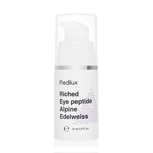 Крем под глаза Эдельвейс с пептидами Medilux Riched Eye peptide Alpine Edelweiss 15 мл - Фото 1 Крем под глаза Эдельвейс с пептидами Medilux Riched Eye peptide Alpine Edelweiss 15 мл - изображение 1