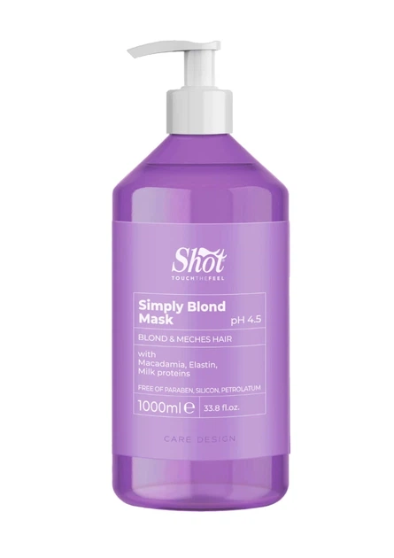 Маска для осветленных и мелированных волос Shot Simply Blond Mashera Mask 1000 мл - Фото 1 Маска для осветленных и мелированных волос Shot Simply Blond Mashera Mask 1000 мл - изображение 1