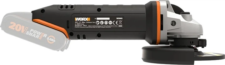 Szlifierka kątowa akumulatorowa Worx Li-Ion 20V 125 mm WX803.9 bez akumulatora oraz ładowarki (6924328321156) - obraz 2