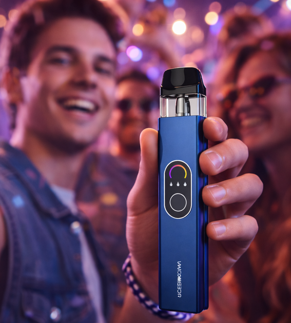 Pod-система многоразовая Vaporesso XROS 4 Blue синяя Сигарета электронная на 1000 мАч dtqg до 30 Вт LED-панель быстрая зарядка - изображение 4