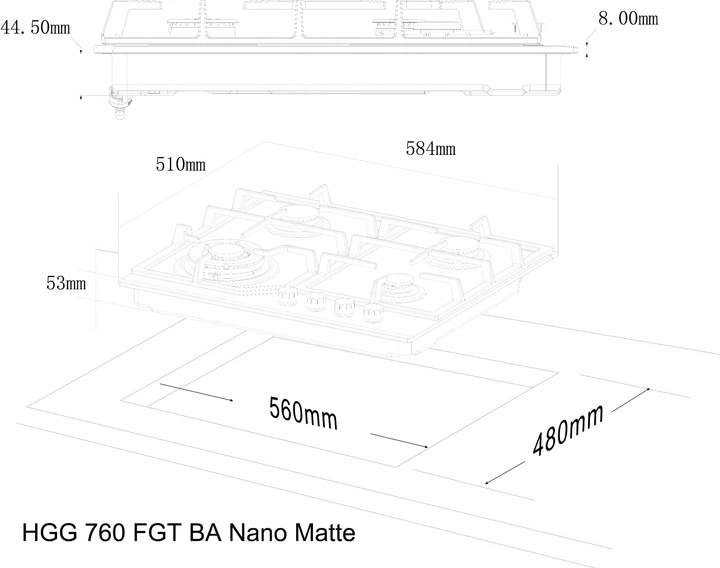 Варильна поверхня газова Interline HGG 760 FGT BA Nano Matte - зображення 18