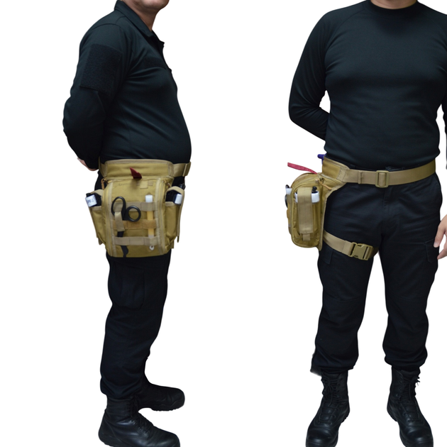 Тактичний стегновий підсумок-аптечка з системою швидкого відкриття Cordura 1000d DERBY Thigh IFAK койот - зображення 3