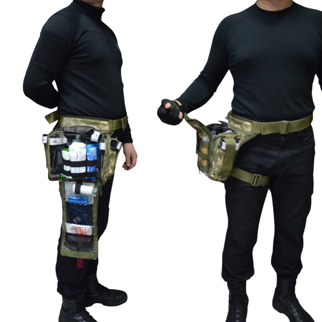 Тактичний стегновий підсумок-аптечка з системою швидкого відкриття Cordura 1000d DERBY Thigh IFAK піксель - зображення 5