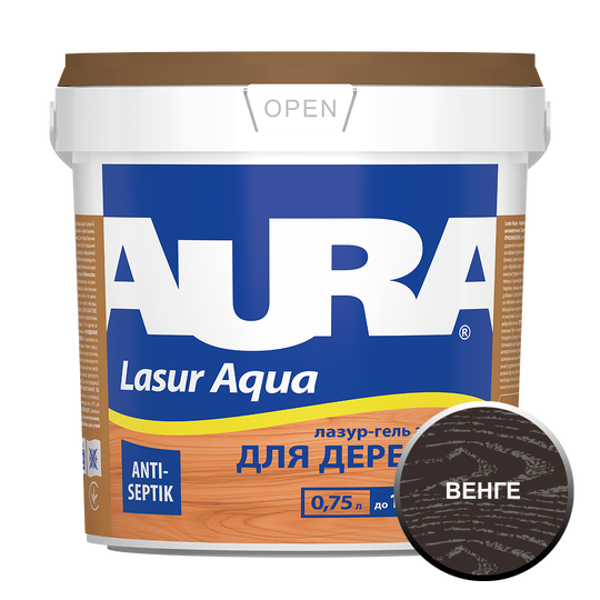 Лазур для деревини AURA Lasur Aqua (венге) 0,75л - Фото 1 Лазур для деревини AURA Lasur Aqua (венге) 0,75л - изображение 1