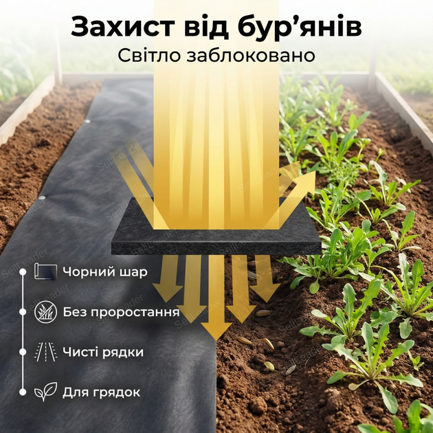 Агроволокно 1.6x10м 50г/м² проти бурянів для полуниці спанбонд пакет UV захист перфороване чорно-біле - зображення 6