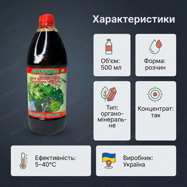 Удобрение «Волшебная смесь» 500 мл органо-минеральное жидкий концентрат для декоративно-листовых растений - изображение 3