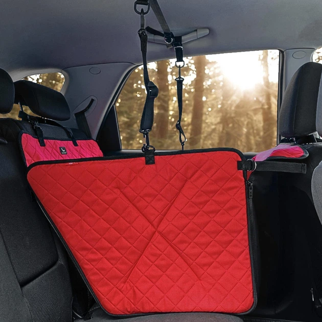 Автогамак для собак Comfort Mini Red, непромокаемый, прочный, автомобильная подстилка, автомобильный чехол для перевозки собаки, гамак на 1/2 заднего сиденья, цвет красный с черным, SKU 004388, Your Stylish Hunter - Фото 8 Автогамак для собак Comfort Mini Red, непромокаемый, прочный, автомобильная подстилка, автомобильный чехол для перевозки собаки, гамак на 1/2 заднего сиденья, цвет красный с черным, SKU 004388, Your Stylish Hunter - изображение 8