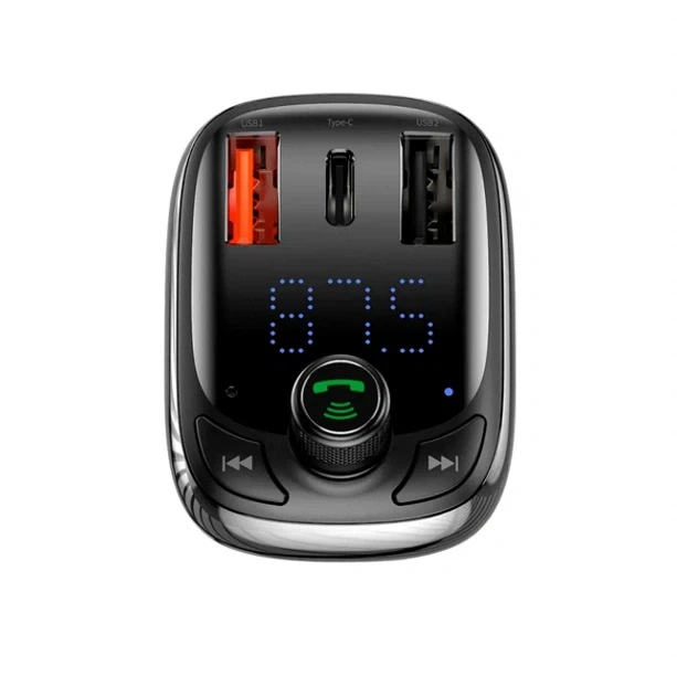 FM-трансмиттер Baseus T Shaped S-13 36Вт 12В-24В 3 порта USB Type-C черный для автомобиля и музыки - изображение 7