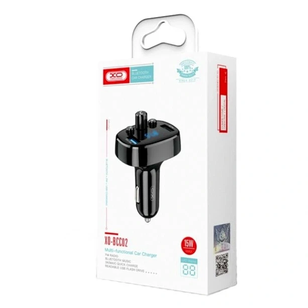 FM-трансмиттер с Bluetooth и зарядкой 3.1A два USB Type-A 18Вт черный XO BCC02 - изображение 2