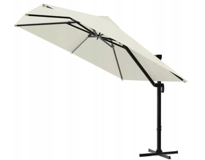 Зонтик садовый Garden Line с наклоном, квадратный купол 250×250 см, алюминиевый каркас, крестообразное основание, водонепроницаемый чехол, бежевый - изображение 9