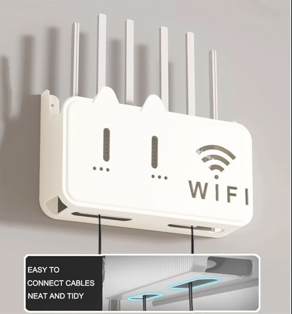 Органайзер-полка для роутера настенная подставка кронштейн для Wi-Fi М Белый - изображение 6