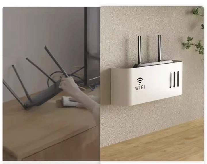 Органайзер-полка для роутера настенная подставка кронштейн для Wi-Fi S Черный - изображение 6