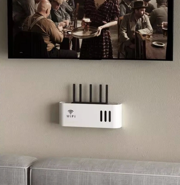 Органайзер-полка для роутера настенная подставка кронштейн для Wi-Fi S Черный - изображение 7