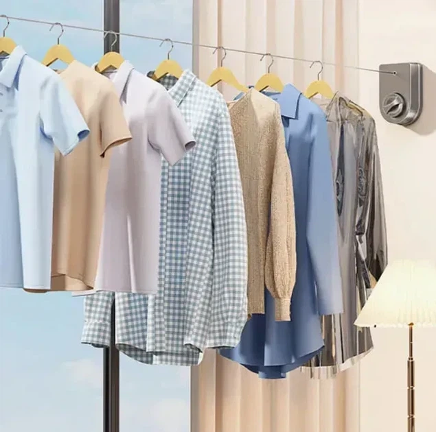 Сушилка-трос настенная Anti-sag clothesline с автоматическим сматыванием ленты для белья - изображение 2