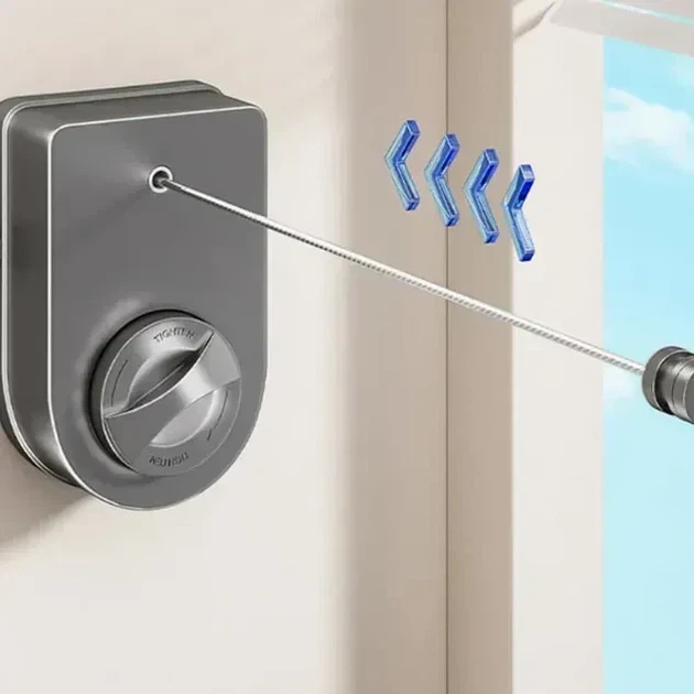 Сушилка-трос настенная Anti-sag clothesline с автоматическим сматыванием ленты для белья - изображение 3