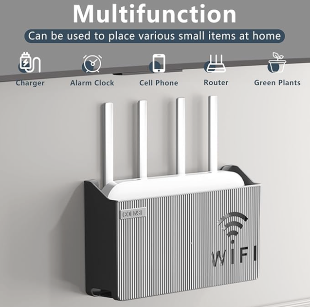 Полка- органайзер для роутера настенная подставка кронштейн для Wi-Fi Серый - изображение 3