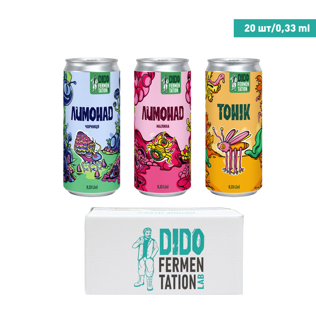 Набір напоїв DIDO (лимонади без цукру та тонік) 330 мл х 20 шт - Фото 1 Набір напоїв DIDO (лимонади без цукру та тонік) 330 мл х 20 шт - изображение 1