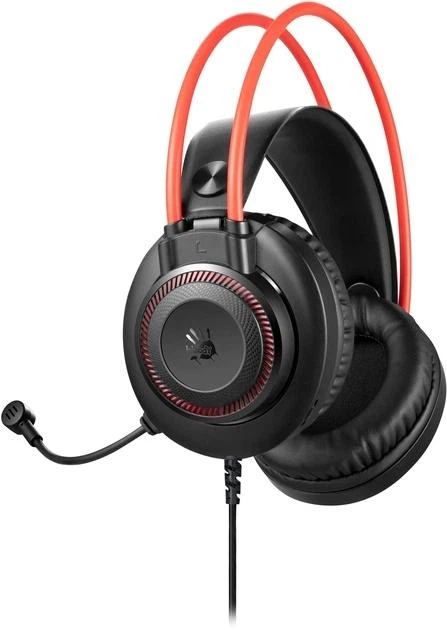 Игровые проводные наушники A4tech Bloody G200Q Black/Red (4711421002226) с USB, полноразмерные, с RGB подсветкой, микрофоном и регулируемым оголовьем, кабелем 2 м, черный/красный - изображение 4