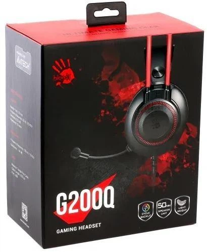 Игровые проводные наушники A4tech Bloody G200Q Black/Red (4711421002226) с USB, полноразмерные, с RGB подсветкой, микрофоном и регулируемым оголовьем, кабелем 2 м, черный/красный - изображение 9