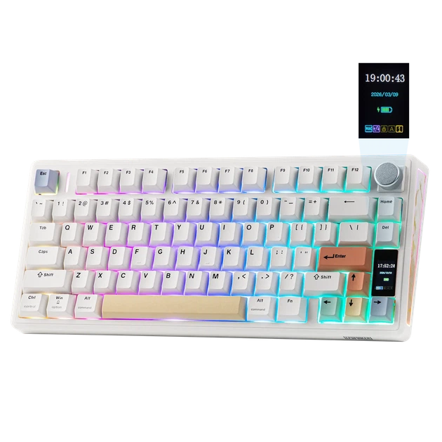 Epomaker TH80 V2 RPO, White Безшумна механічна бездротова клавіатура - зображення 2