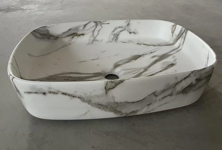 Раковина в ванную накладная Mixxus Premium BEVEL-0102 MARBLE 495х370х135 мм MP6519 - изображение 7