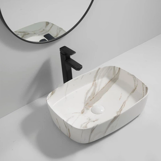 Раковина в ванную накладная Mixxus Premium BEVEL-0102 MARBLE 495х370х135 мм MP6519 - изображение 8