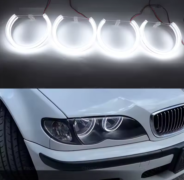Ангельські очі BMW E46 білі для фар без лінз (2002-2005) - Фото 2 Ангельські очі BMW E46 білі для фар без лінз (2002-2005) - зображення 2