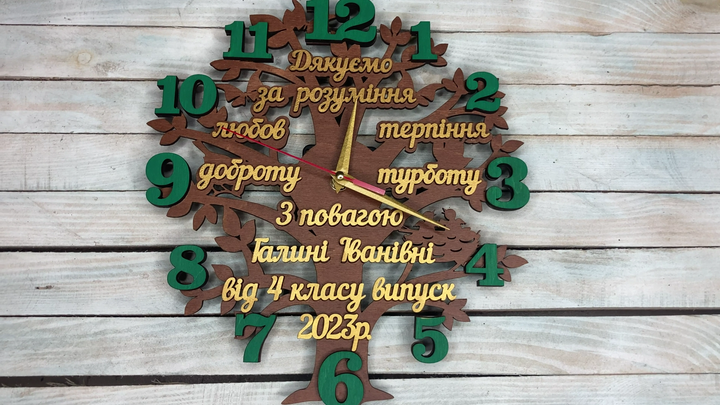 Годинник настінний подарунок вчителю, подарунок для вчителя, годинник з побажаннями HWD-A0584 - изображение 2