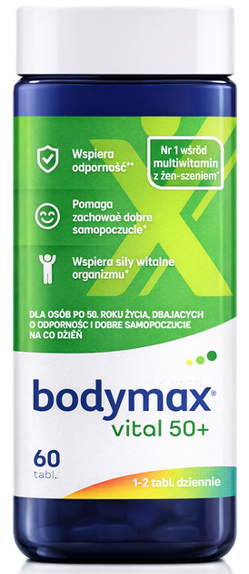 Вітамінно‑мінеральний комплекс для літніх людей Orkla Bodymax Vital 50+ 60 таблеток (5702071502319) - Фото 1 Вітамінно‑мінеральний комплекс для літніх людей Orkla Bodymax Vital 50+ 60 таблеток (5702071502319) - зображення 1