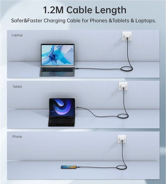 Кабель Choetech USB-C 4 G3 240W 8K 2 м (XCC-1042) - Фото 5 Кабель Choetech USB-C 4 G3 240W 8K 2 м (XCC-1042) - изображение 5