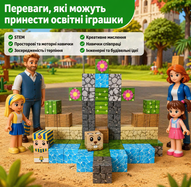 Магнитный конструктор Minecraft Меч Крипера 100 деталей детский STEM набор майнкрафт развивающий - изображение 5