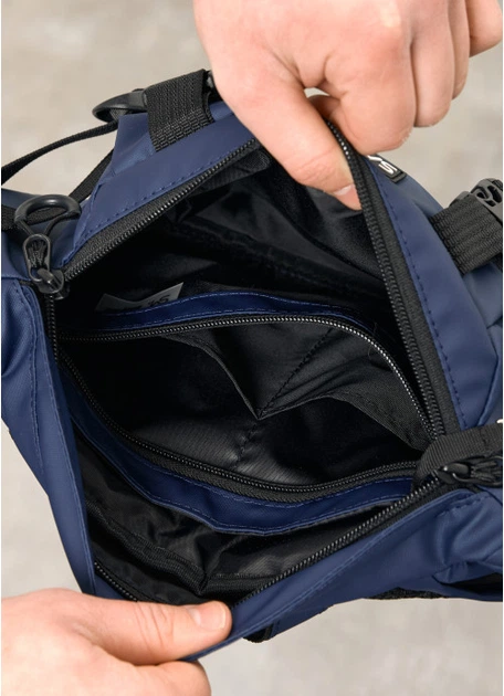 Велика чоловіча поясна сумка бананка Sambag DynamicDart синя(SB_FE1D84ACAD50) - Фото 11 Велика чоловіча поясна сумка бананка Sambag DynamicDart синя(SB_FE1D84ACAD50) - зображення 11
