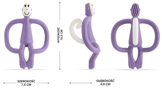 Gryzak kojący Matchstick Monkey ze szczoteczką Małpka Fioletowy (MM-T-013) (5060679073410) - obraz 3