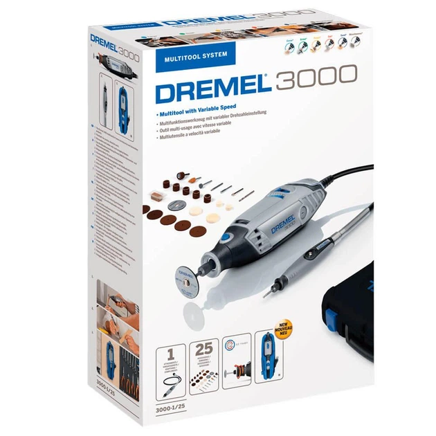 Многофункциональный инструмент Dremel 3000-1/25 в пластиковом кейсе, 25 аксессуаров (F0133000JP) - изображение 2