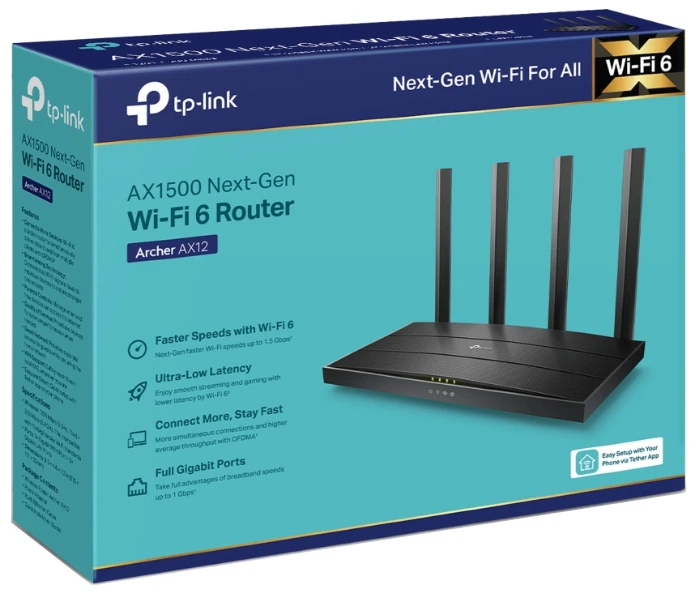 Беспроводной маршрутизатор TP-Link Wi-Fi 6 AX1500 2,4 ГГц 5 ГГц 4 антенны (681236) - изображение 2