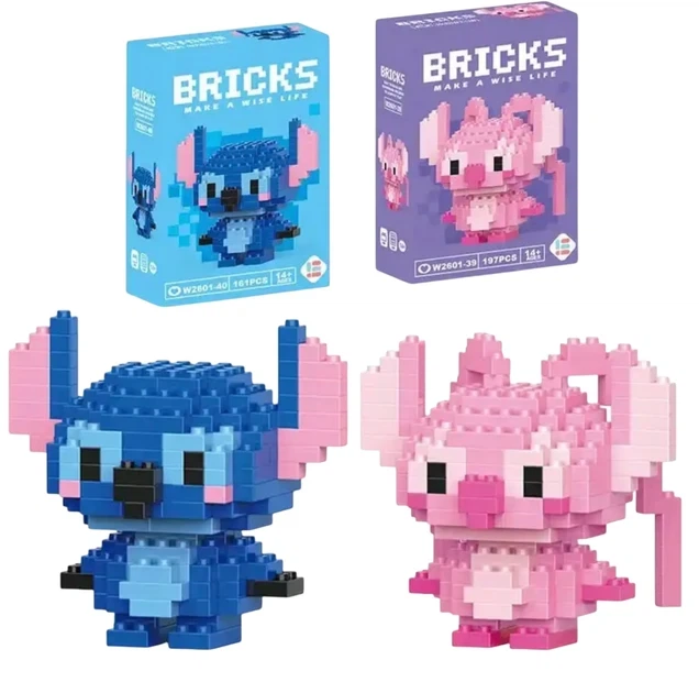 Парные конструкторы Стич и Энджел Bricks 358 деталей 6 см - изображение 2