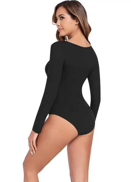 Женский боди с длинным рукавом и слипами 12026 Elegance and Comfort (2018-48-01) Черный 48 No Brand (XL) - изображение 5