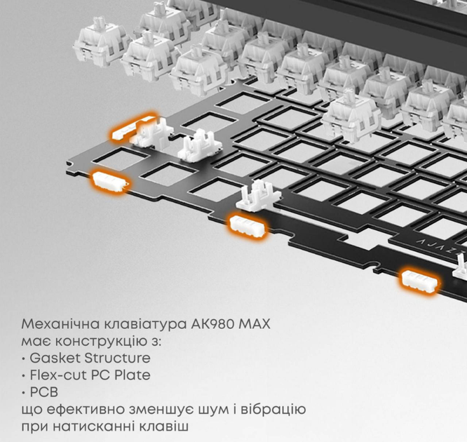 Клавіатура Ajazz AK980 MAX Magnetic Switch Black/Grey/Yellow - зображення 8
