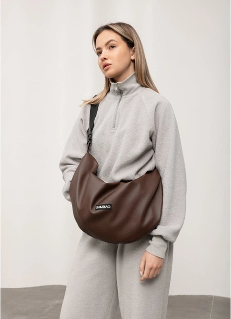 Жіноча сумка Sambag HOBO Comfy шоколадна 50x28x5 см екошкіра міська Sambag 55178 - Фото 1 Жіноча сумка Sambag HOBO Comfy шоколадна 50x28x5 см екошкіра міська Sambag 55178 - зображення 1