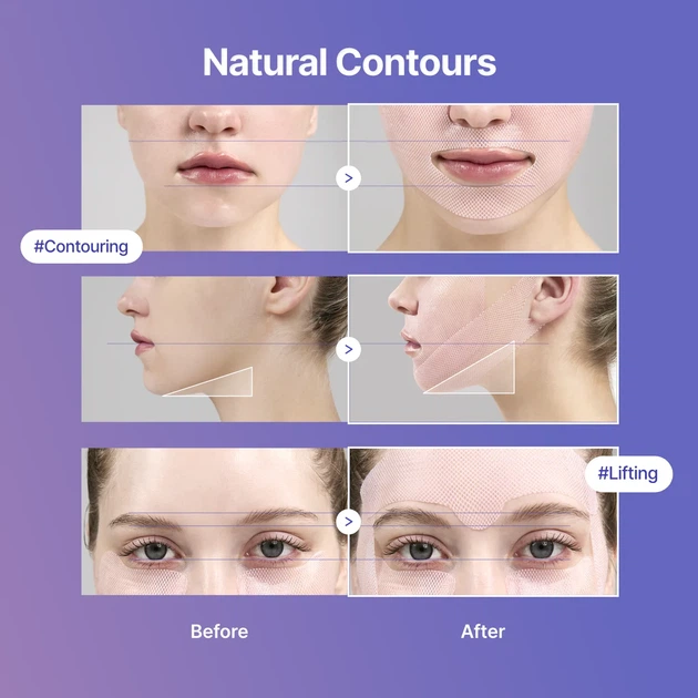 Ліфтинг-маска для обличчя Tension Up Collagen Mask — V-line ефект - изображение 2