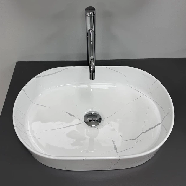Умывальник (раковина) VBI VERONA 50 MARBLE WHITE GLOSSY накладной - изображение 3
